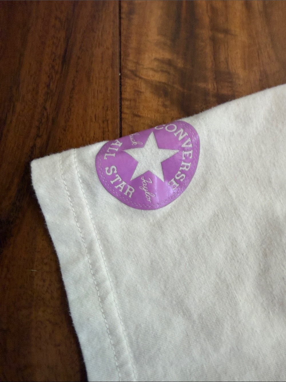 Converse Cream Short Sleeve Tie-Front Tee with Lavender Logo - Picture 5 of 6